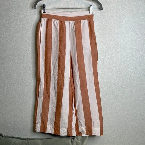 Madewell vertical stripe linen wide leg high rise pants - Picture 3 of 6
